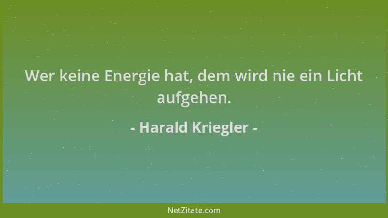 Harald Kriegler - Wer keine Energie hat, dem wird nie ein Licht aufgehen....