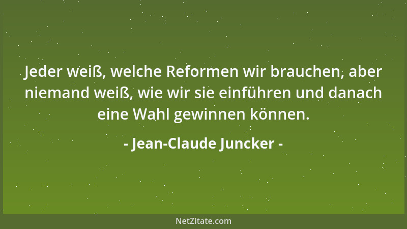 Jean-Claude Juncker - Jeder weiß, welche Reformen wir brauchen, aber niemand weiß, wie wir sie einführen und danach eine Wa...