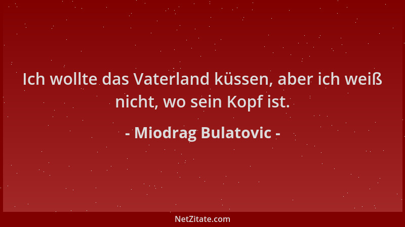 Miodrag Bulatovic - Ich wollte das Vaterland küssen, aber ich weiß nicht, wo sein Kopf ist....