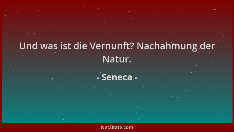 Seneca - Und was ist die Vernunft? Nachahmung der Natur....