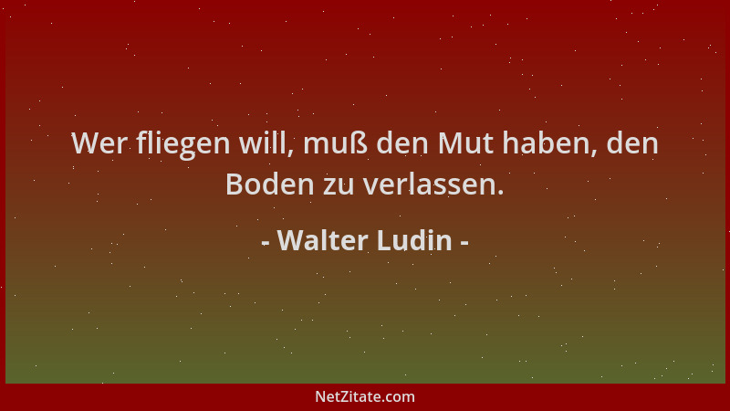 Walter Ludin - Wer fliegen will, muß den Mut haben, den Boden zu verlassen....