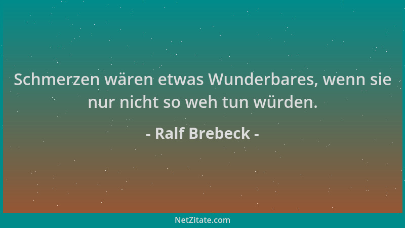 Ralf Brebeck - Schmerzen wären etwas Wunderbares, wenn sie nur nicht so weh tun würden....