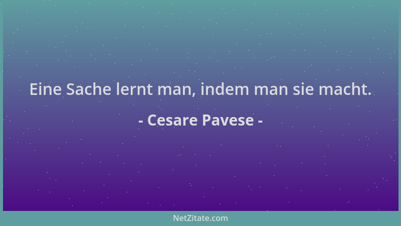 Cesare Pavese - Eine Sache lernt man, indem man sie macht....