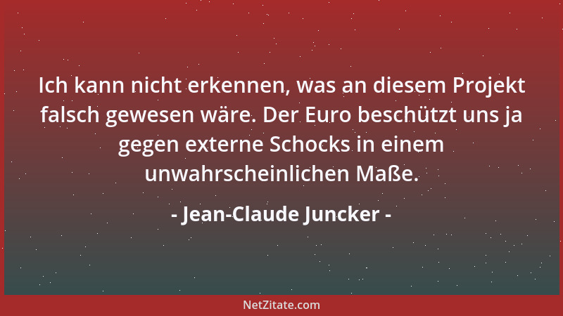 Jean-Claude Juncker - Ich kann nicht erkennen, was an diesem Projekt falsch gewesen wäre. Der Euro beschützt uns ja gegen e...