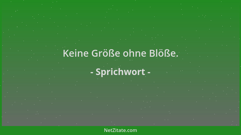 Sprichwort - Keine Größe ohne Blöße....