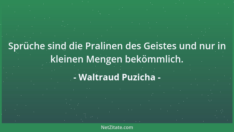 Waltraud Puzicha - Sprüche sind die Pralinen des Geistes und nur in kleinen Mengen bekömmlich....