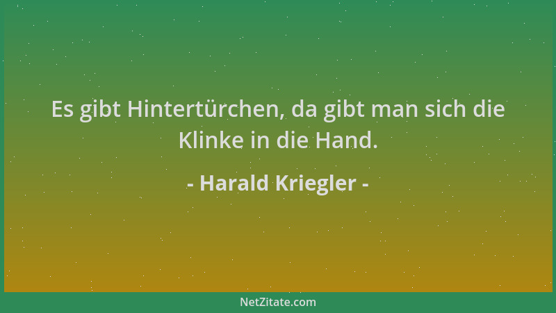 Harald Kriegler - Es gibt Hintertürchen, da gibt man sich die Klinke in die Hand....