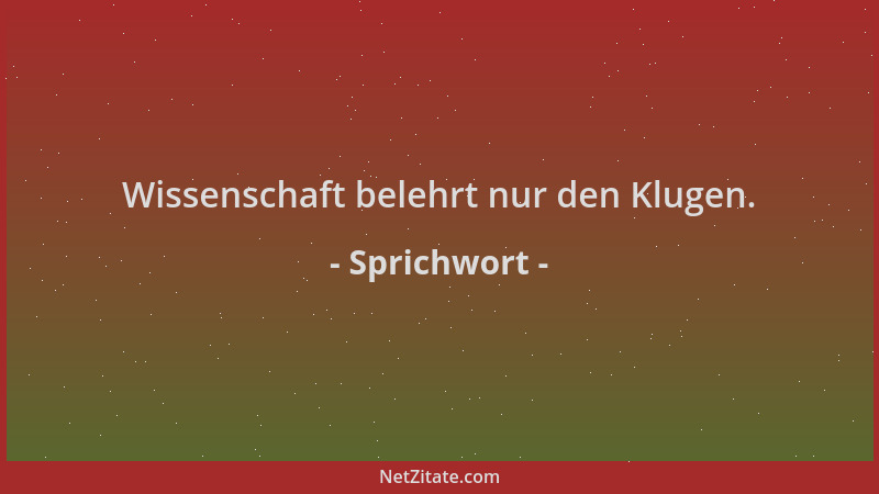 Sprichwort - Wissenschaft belehrt nur den Klugen....