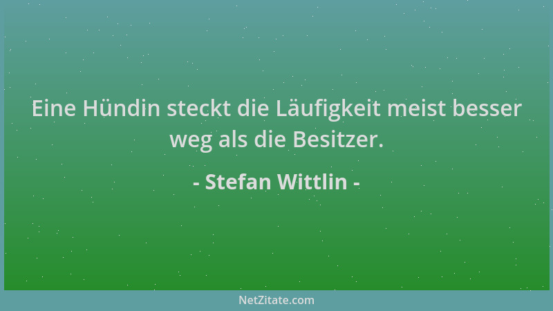 Stefan Wittlin - Eine Hündin steckt die Läufigkeit meist besser weg als die Besitzer....