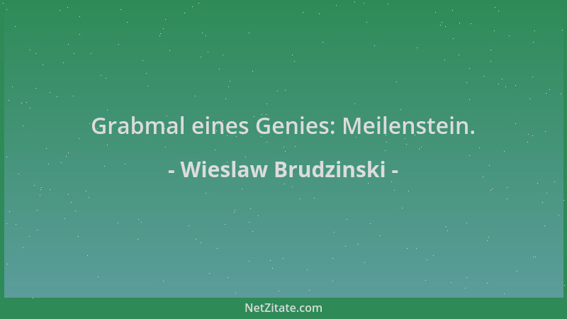 Wieslaw Brudzinski - Grabmal eines Genies: Meilenstein....
