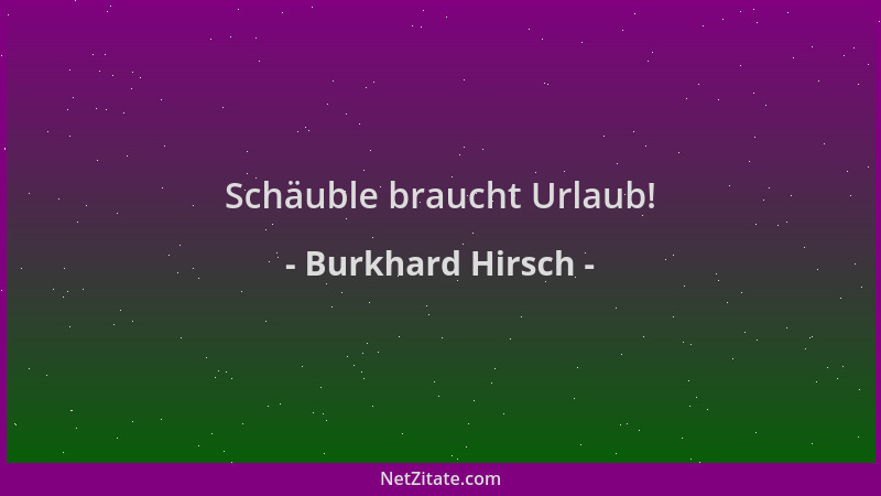 Burkhard Hirsch - Schäuble braucht Urlaub!...