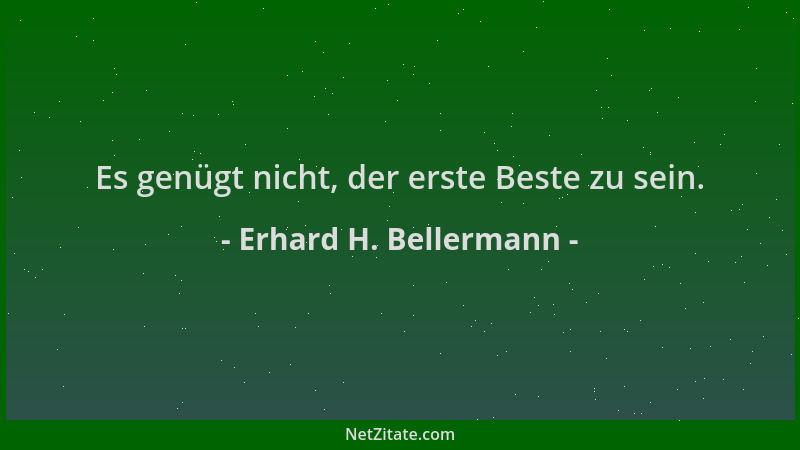 Erhard H. Bellermann - Es genügt nicht, der erste Beste zu sein....