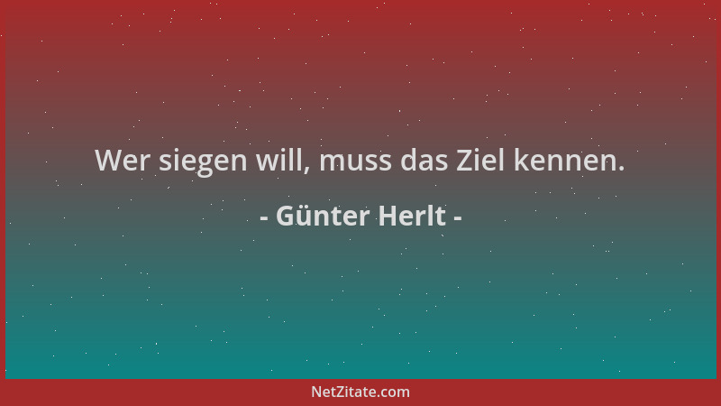 Günter Herlt - Wer siegen will, muss das Ziel kennen....