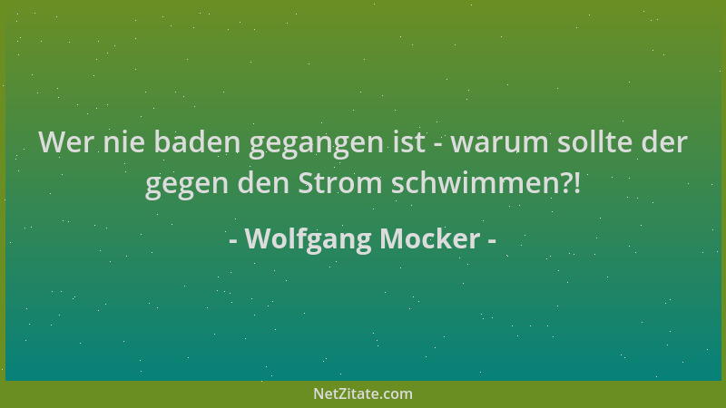 Wolfgang Mocker - Wer nie baden gegangen ist - warum sollte der gegen den Strom schwimmen?!...