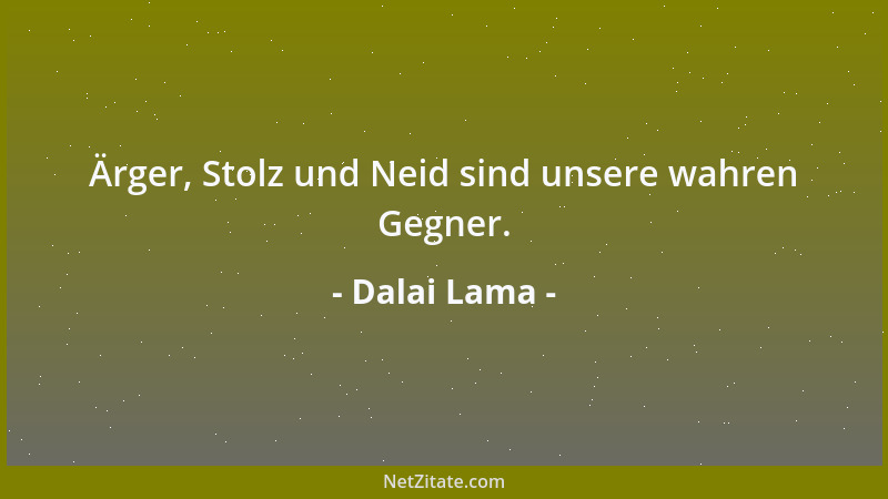 Dalai Lama - Ärger, Stolz und Neid sind unsere wahren Gegner....