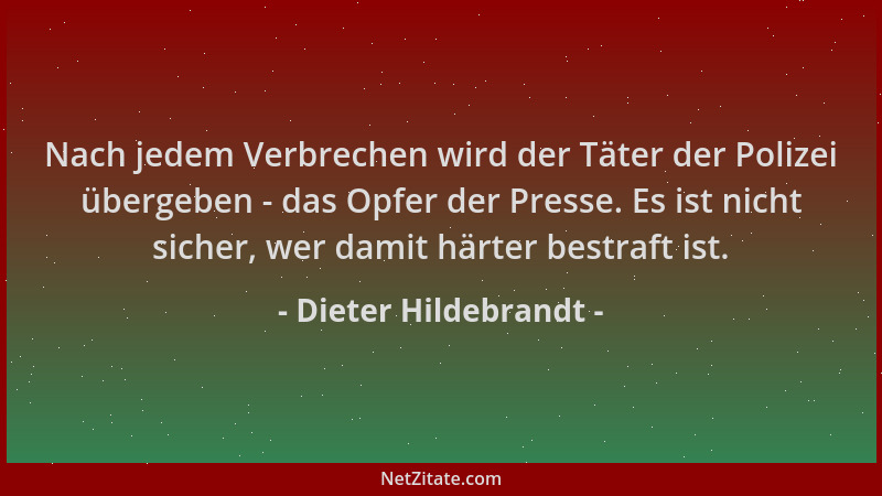 Dieter Hildebrandt - Nach jedem Verbrechen wird der Täter der Polizei übergeben - das Opfer der Presse. Es ist nicht sicher...
