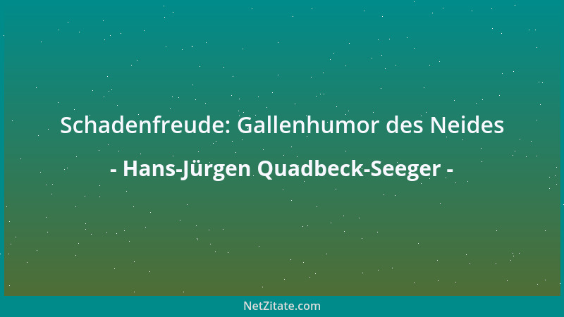 Hans-Jürgen Quadbeck-Seeger - Schadenfreude: Gallenhumor des Neides...
