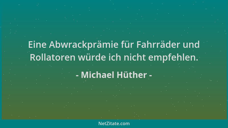 Michael Hüther - Eine Abwrackprämie für Fahrräder und Rollatoren würde ich nicht empfehlen....