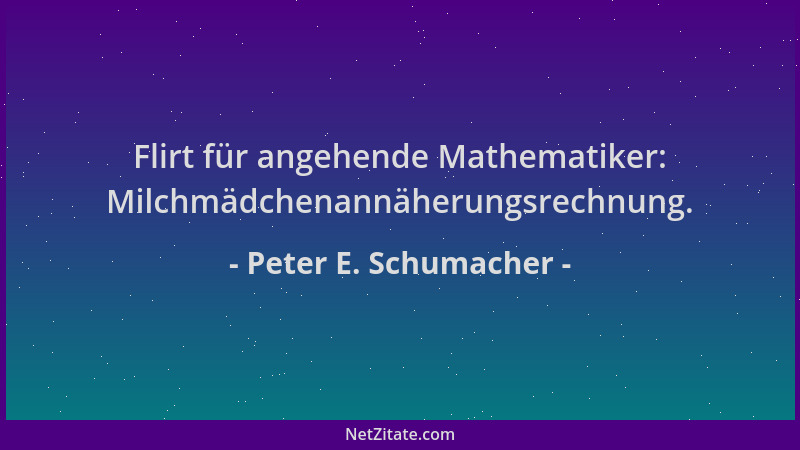 Peter E. Schumacher - Flirt für angehende Mathematiker: Milchmädchenannäherungsrechnung....