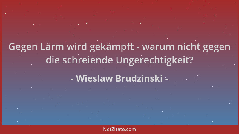 Wieslaw Brudzinski - Gegen Lärm wird gekämpft - warum nicht gegen die schreiende Ungerechtigkeit?...