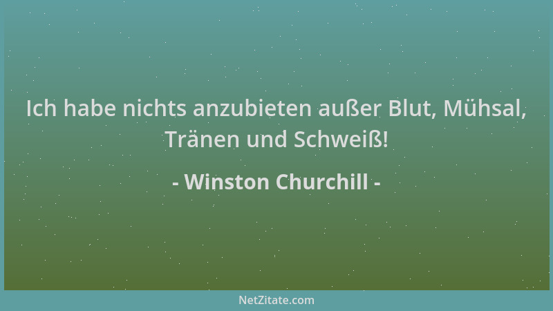 Winston Churchill - Ich habe nichts anzubieten außer Blut, Mühsal, Tränen und Schweiß!...