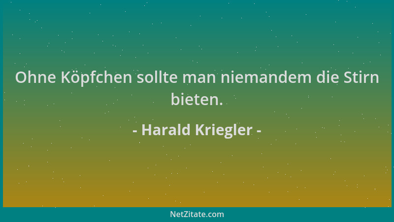 Harald Kriegler - Ohne Köpfchen sollte man niemandem die Stirn bieten....