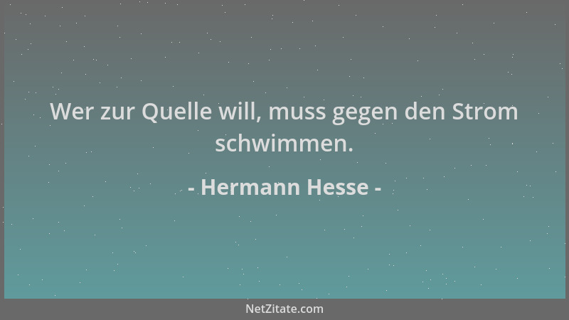 Hermann Hesse - Wer zur Quelle will, muss gegen den Strom schwimmen....