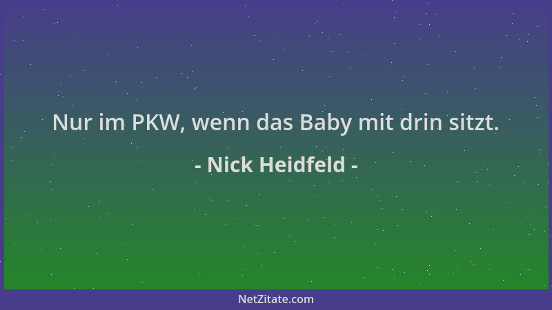 Nick Heidfeld - Nur im PKW, wenn das Baby mit drin sitzt....