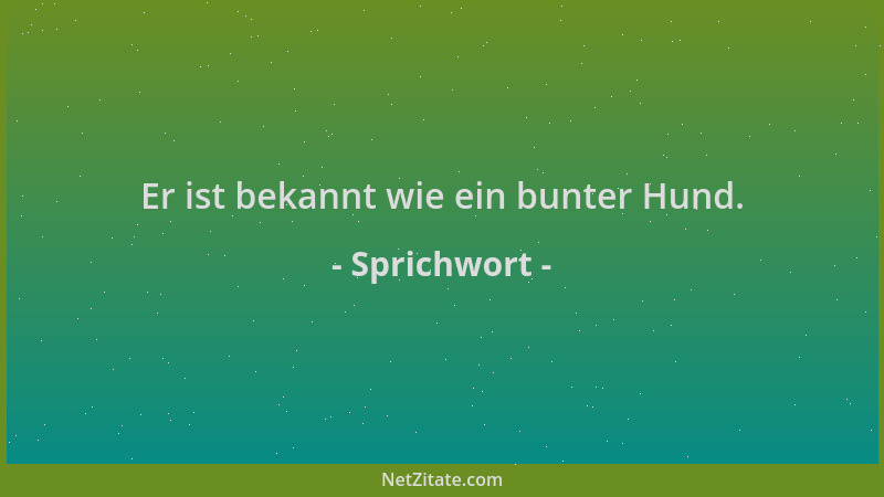 Sprichwort - Er ist bekannt wie ein bunter Hund....