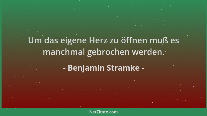 Benjamin Stramke - Um das eigene Herz zu öffnen muß es manchmal gebrochen werden....