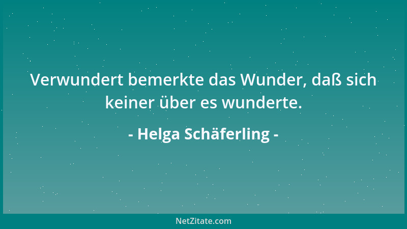 Helga Schäferling - Verwundert bemerkte das Wunder, daß sich keiner über es wunderte....