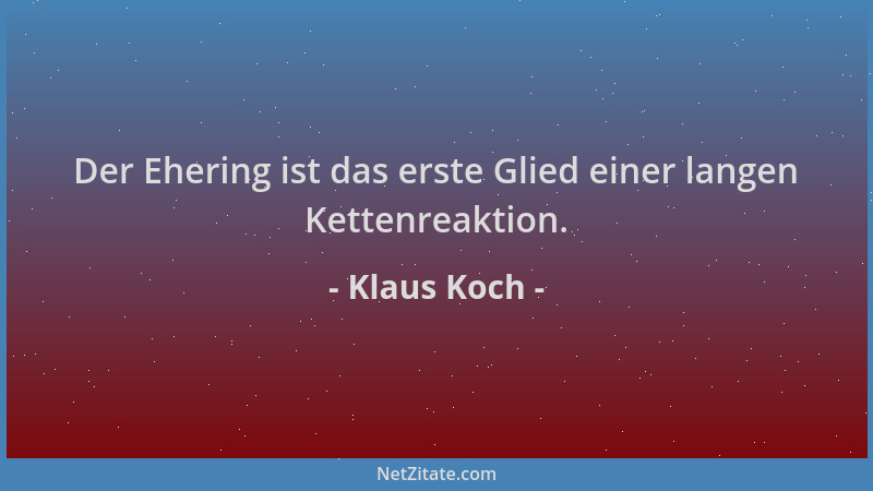 Klaus Koch - Der Ehering ist das erste Glied einer langen Kettenreaktion....