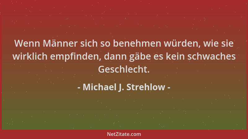 Michael J. Strehlow - Wenn Männer sich so benehmen würden, wie sie wirklich empfinden, dann gäbe es kein schwaches Geschlec...