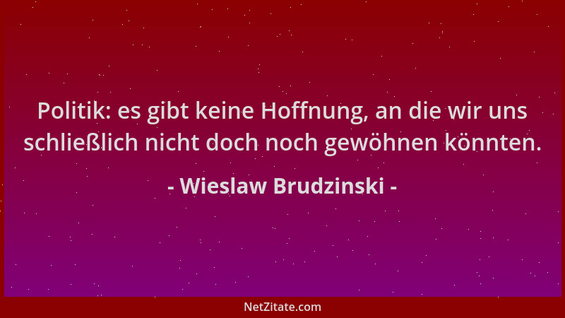 Wieslaw Brudzinski - Politik: es gibt keine Hoffnung, an die wir uns schließlich nicht doch noch gewöhnen könnten....