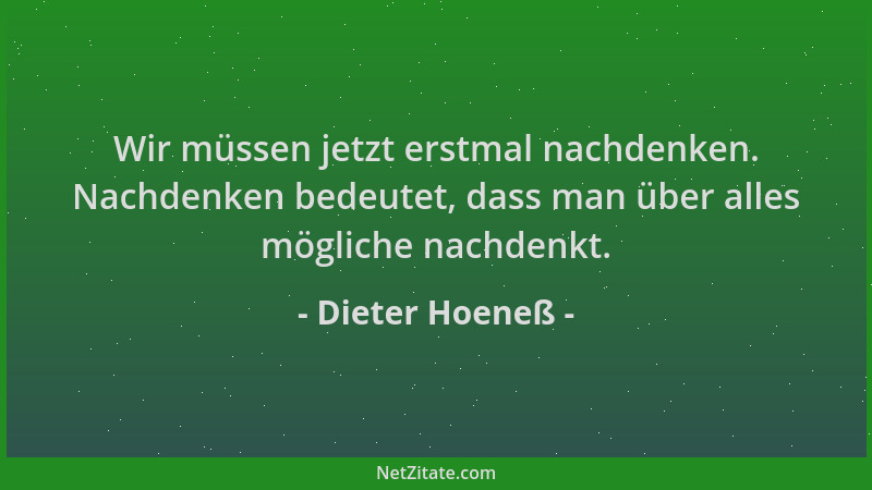 Dieter Hoeneß - Wir müssen jetzt erstmal nachdenken. Nachdenken bedeutet, dass man über alles mögliche nachdenkt....