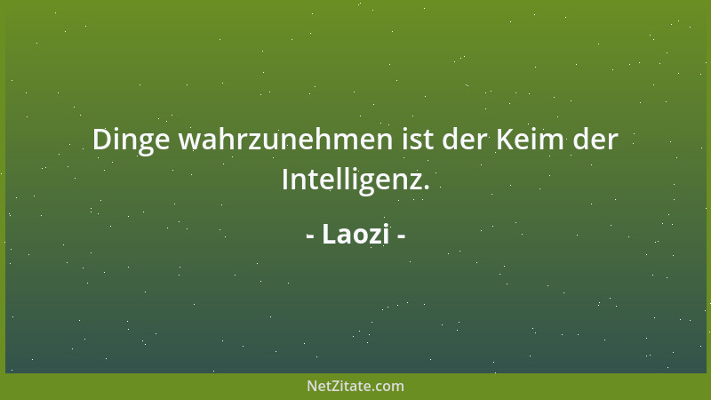 Laozi - Dinge wahrzunehmen ist der Keim der Intelligenz....