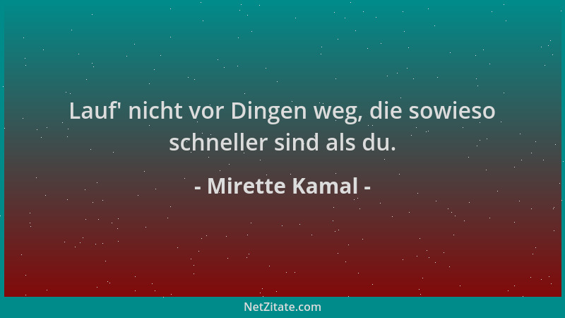 Mirette Kamal - Lauf ' nicht vor Dingen weg, die sowieso schneller sind als du....