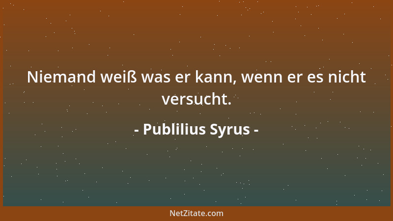 Publilius Syrus - Niemand weiß was er kann, wenn er es nicht versucht....