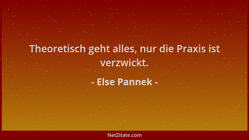 Else Pannek - Theoretisch geht alles, nur die Praxis ist verzwickt....