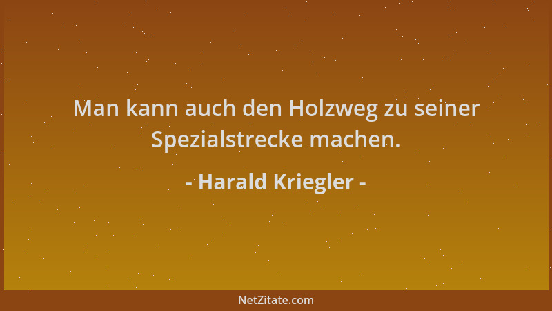 Harald Kriegler - Man kann auch den Holzweg zu seiner Spezialstrecke machen....