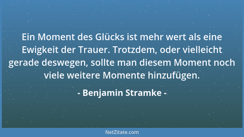 Benjamin Stramke - Jeder hält sein Glück in den eigenen Händen. Doch wenn wir das Glück zu fest anpacken, dann wird es sich...