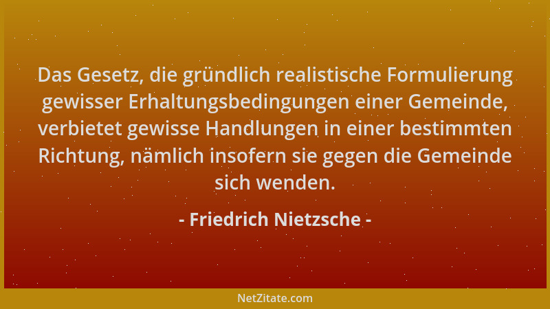 Friedrich Nietzsche - Das Gesetz, die gründlich realistische Formulierung gewisser Erhaltungsbedingungen einer Gemeinde, ve...