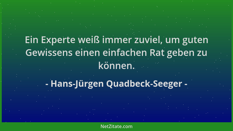 Hans-Jürgen Quadbeck-Seeger - Ein Experte weiß immer zuviel, um guten Gewissens einen einfachen Rat geben zu können....
