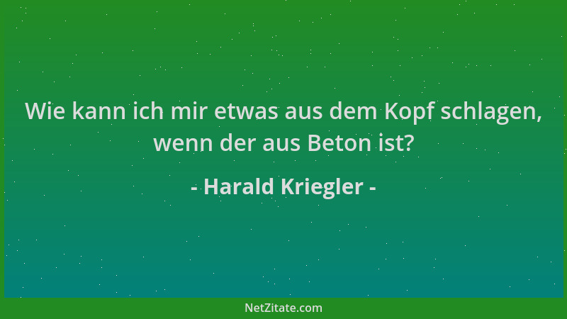 Harald Kriegler - Wie kann ich mir etwas aus dem Kopf schlagen, wenn der aus Beton ist?...