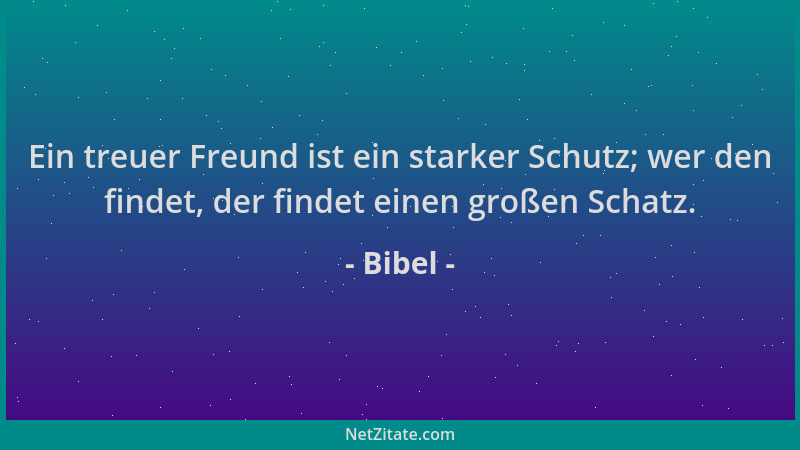 Bibel - Ein treuer Freund ist ein starker Schutz; wer den findet, der findet einen großen Schatz....