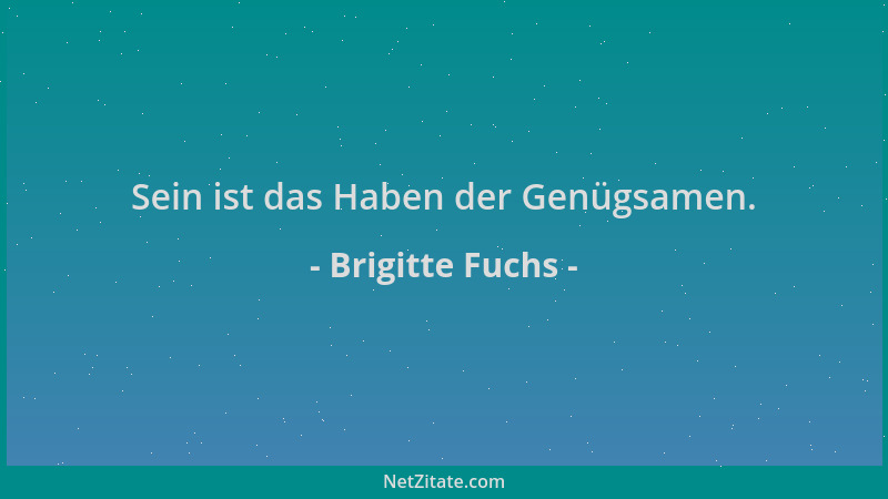 Brigitte Fuchs - Sein ist das Haben der Genügsamen....