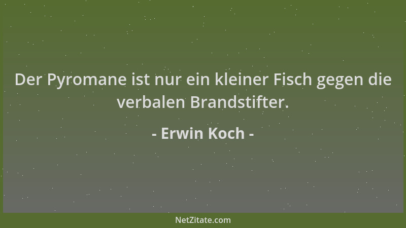 Erwin Koch - Der Pyromane ist nur ein kleiner Fisch gegen die verbalen Brandstifter....