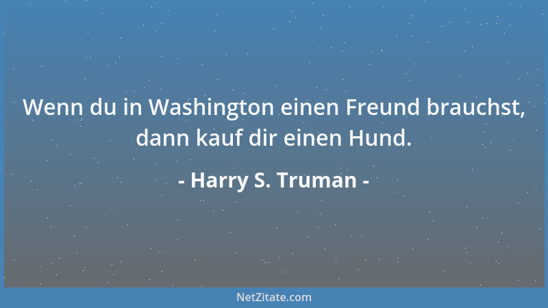 Harry S. Truman - Wenn du in Washington einen Freund brauchst, dann kauf dir einen Hund....