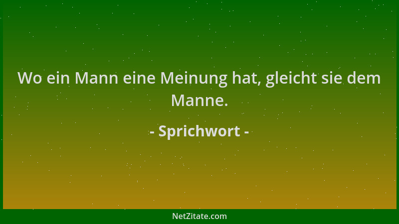 Sprichwort - Wo ein Mann eine Meinung hat, gleicht sie dem Manne....