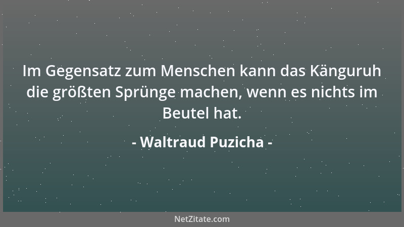 Waltraud Puzicha - Im Gegensatz zum Menschen kann das Känguruh die größten Sprünge machen, wenn es nichts im Beutel hat....